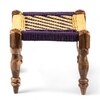 Riaza Sheesham Wood Vintage Set of 2 Stools in Yellow & Purple Rope Canning