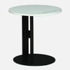 Metalwork Round Metal Nesting Coffee Table Set Black Finish White Porcelain Top Set Of 2