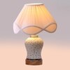 Devansh Off-White Vintage  Cotton Pleated Shade Lamp With Wood & Mosaic Glass Base For Decoration/Office/Home/Gifting/Study For Decoration/Office/Home/Gifting/Study