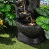 Black Fiber Glass 7 Stacked Chalice Water Fountain