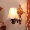 Devansh Gold Antique Wall Mounted Lamp With Off-White Cotton Shade