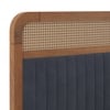 Hanoi Solid Wood Cane King Size Non storage Bed In Amber Walnut Finish Fabric Davis Plus