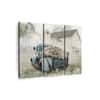 Truss Pcs Grey Blue Full Flowers Frame Floral Canvas Canvas Wall Prints Set of 3 Multicolor Matte