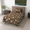 Vera Coffee Floral 290 TC Cotton Flat Single Size Bedsheet with 1 Pillow Cover – Threads