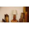 Palisade Brown Wooden Table Lamp with White Fabric Lampshade