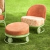 Dastoori Stainless Steel Outdoor Ottoman in Beige Colour