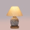 Devansh Conical Off White Cotton Shade Lamp With Wood & Mosaic Glass Base For Decoration/Office/Home/Gifting/Study For Decoration/Office/Home/Gifting/Study -(10X10X14.5) Inches -A