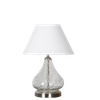 CRYSTAL Clear Glass Table Lamp with Chrome Base and White Shade