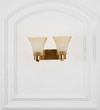 Sutton 2 Light Wall Fitting In Brass And Black Finish Metal With White Glass