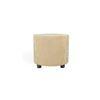 Lisbon Solid Wood Ottoman Pouffee in Ivory Sparkle Velvet