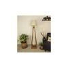 Cavern Wooden Floor Lamp with Brown Base and Jute Fabric Lampshade