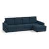 Apollo Sofa (Colour : Indigo Blue, Cushion : Soft, Back Type : High Back, Seating Capacity : Right Aligned 3 Seater + Right Aligned Chaise + Ottoman)