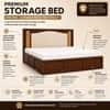 Riva Solid Wood Compact King Bed Hydraulic Storage Provincial Teak Finish Mattress 72 x 72 Inches