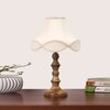 Devansh Off-White Cotton Vintage Lamp With Wood Base (12X12X18)