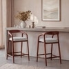Zen Solid Wood Bar Stool (Honey Finish, White Boucle Colour)