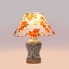Devansh Conical Multi Cotton Shade Lamp With Wood & Mosaic Glass Base For Decoration/Office/Home/Gifting/Study For Decoration/Office/Home/Gifting/Study -(10X10X14.5) Inches -A