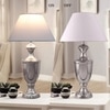 Emlyn Chrome Finish Metal Table Lamp With White Cotton Shade