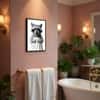 The Castle Decor Funny Highland Cow Taking Shower Wall Art 8x12 Inch