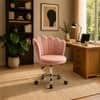 Doe Buck Preglo Pink Velvet Upholstered Swivel Office Chair