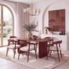 Zen Rectangular Solid Wood 6 Seater Dining Table With 6 Zen Solid Wood Dining Chair (Finish: Honey, Colour: White Boucle)