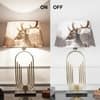 Saturn Brass and Black Table Lamp with Printed Shade
