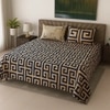 Multicolor Geometric 400 TC Cotton Flat Super King Size Bedsheet With 2 Pilllow Covers