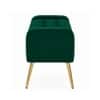 Doe Buck Upholstered Storage Bench in Green Colour with Gold Legs