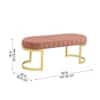 Doe Buck Upholstered Oval Bench in Pink Colour with Gold Loop Legs