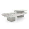 Leyton Metal Coffee Table In Fantasy Grey Marble And Chrome Base Finish