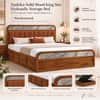 Yashika Solid Wood King Size Hydrulic Storage Bed In Honey Oak Finish (Copper Orange)) (72 - 78 inch)