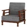 Brixton Wooden One Seater Sofa in Grey Colour