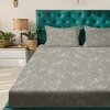 Beige Floral 180 TC Fitted 1 King  Bedsheet with 2 Pillow Covers