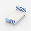 Minimalist Kids Single Bed in White and Blue Stripes