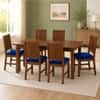 Globally Indian Mahira Solid Sheesham Wood 6 Seater Dining Table Set 6 Chairs Navy Blue