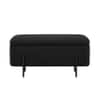 Doe Buck Luxury Boucle Storage Bench in Black Colour with Black Metal Legs