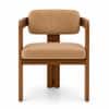 Burbon Solid Wood Upholstered Dining Chair in Teak Finish Style 1
