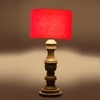 Devansh Red Cotton Table Lamp With  Wood Natural Base (7X17.5 Inches)-4