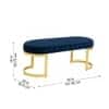 Doe Buck Upholstered Oval Bench in Blue Colour with Gold Loop Legs