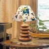 Devansh Printed Cotton Table Lamp With Wood  Pebble Lamp  (10X10X15) Inches