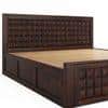Keaton Sheesham Wood Queen Size Bed Drawer And Box Storage Walnut Finish (60 x 78 inches)
