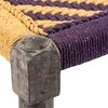 Riaza Sheesham Wood Vintage Set of 2 Foot Stools in Yellow & Purple Rope Canning