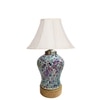 Devansh Off White Cotton  Shade  Lamp With  Wood & Mosaic Glass Base For Decoration /Office/Home/Gifting/Study For Office/Home/Gifting -(12X12X16) Inches -
