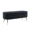 Doe Buck Luxury Boucle Storage Bench in Black Colour with Gold Tipped Legs