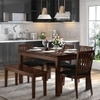 Diner 6 Seater Dining Table With Diner Upholstered Chairs and Bench (Finish : Dark Walnut, Chair Colour : Grey)