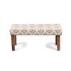 Camilla Solid Wood 2 Seater Bench In Grey Traditional Motif Design Jackard Fabric