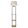 Gallow Metal Multiutility Shelf Floor Lamp With Beige Cotton Shade