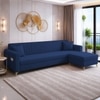 Daraco Velvet L shape 5 Seater Sofa in Navy Blue Color