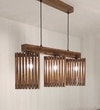 Trikona 3 Series Brown Solid Wood Cluster Hanging Light