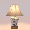 Devansh Off-White Cotton Shade Lamp With Wood & Mosaic Glass Base For Decoration/Office/Home/Gifting/Study For Decoration/Office/Home/Gifting/Study