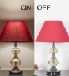 Bompton Nickel Finish Metal And Smoke Crystal Table Lamp With Maroon Cotton Shade